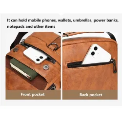 Umhängetasche aus Leder - mit Reißverschluss - Geldbörse - wasserdicht