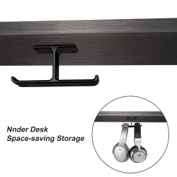 Zweifacher Kopfhörer-Aufhänger – Aluminiumhaken – unter dem Schreibtisch / an der Wand montiert