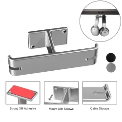 Zweifacher Kopfhörer-Aufhänger – Aluminiumhaken – unter dem Schreibtisch / an der Wand montiert