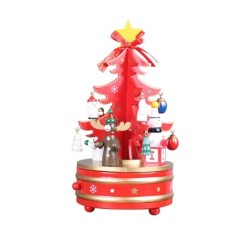 Drehbare Spieluhr aus Holz - Weihnachtsdekoration - Baumform