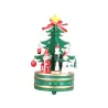 Drehbare Spieluhr aus Holz - Weihnachtsdekoration - Baumform