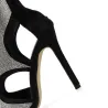 Sexy Sandaletten mit hohem Absatz - knöchellange Pumps - ausgehöhlt - mit Strasssteinen - Reißverschluss hinten