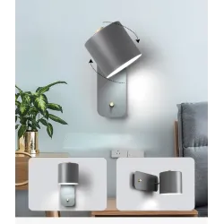 LED-Wandleuchte - moderner nordischer Stil - drehbarer Kopf - mit Schalter
