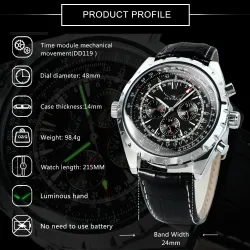 JARAGAR - automatic mechanical watch - 3 sub-dial - leather strapWatches