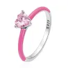 Rosa Zirkonherz / blauer quadratischer Zirkon - Ring aus 925er Sterlingsilber
