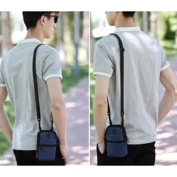 Small canvas shoulder bag - zippers - headphone holeBags