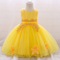 Flower lace dress - with bow - crystals - sequinsClothes