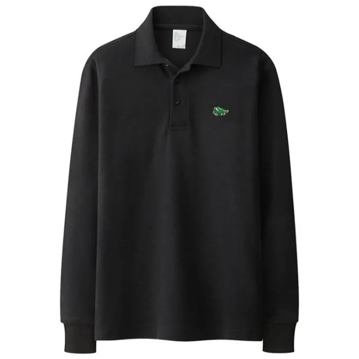 Stylisches Polo-T-Shirt - Langarm - Sticklogo - Baumwolle