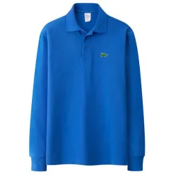 Stylisches Polo-T-Shirt - Langarm - Sticklogo - Baumwolle