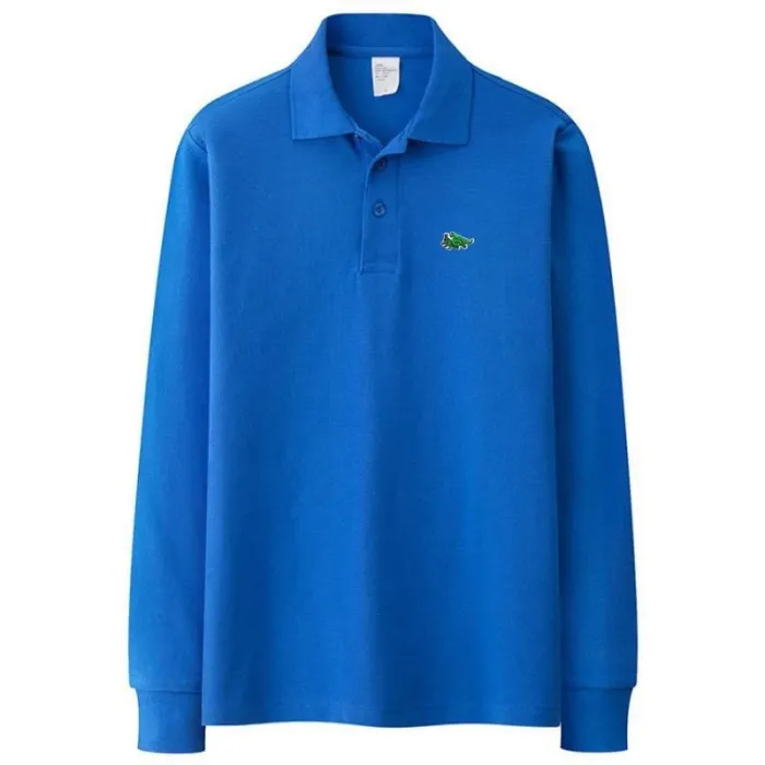 Stylisches Polo-T-Shirt - Langarm - Sticklogo - Baumwolle
