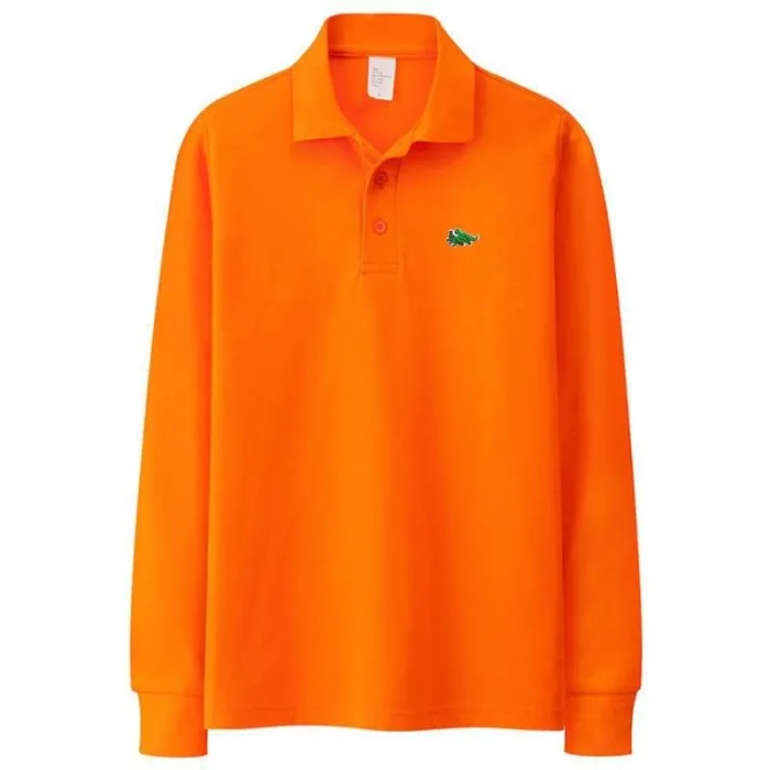Stylisches Polo-T-Shirt - Langarm - Sticklogo - Baumwolle