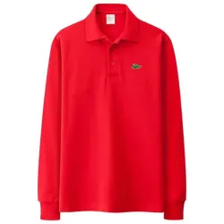 Stylisches Polo-T-Shirt - Langarm - Sticklogo - Baumwolle