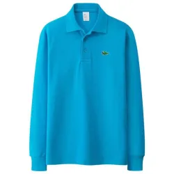 Stylisches Polo-T-Shirt - Langarm - Sticklogo - Baumwolle