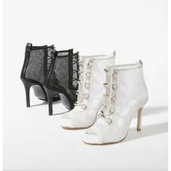 Sexy mesh ankle sandals - high thin heelSandals