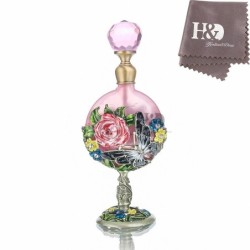 Vintage Parfümflasche aus Glas - rosa Rosenmuster - 7 ml