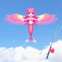 Mini-Drachen - faltbar - mit Leine - Meerjungfrau - Adler - Papagei - Roboter