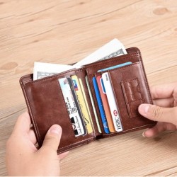 Modisches Portemonnaie – Kreditkartenetui – Anti-Diebstahl-RFID – faltbar – echtes Leder