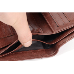 Modisches Portemonnaie – Kreditkartenetui – Anti-Diebstahl-RFID – faltbar – echtes Leder