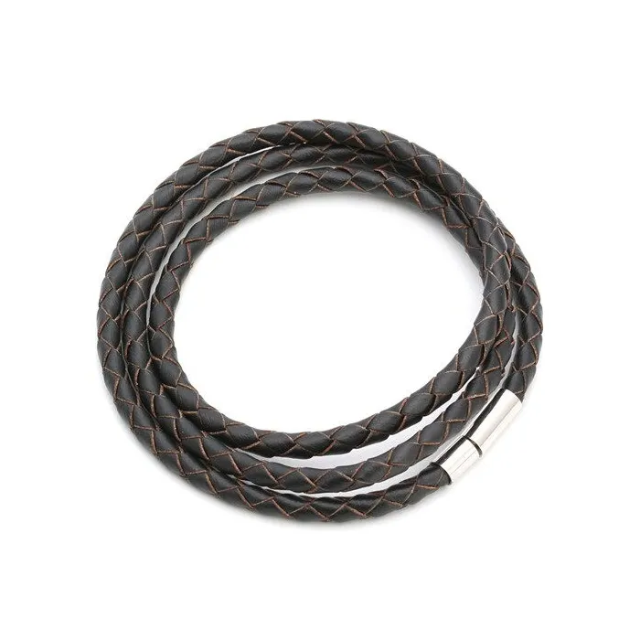 Echtes geflochtenes Leder - Armband mit Magnetverschluss
