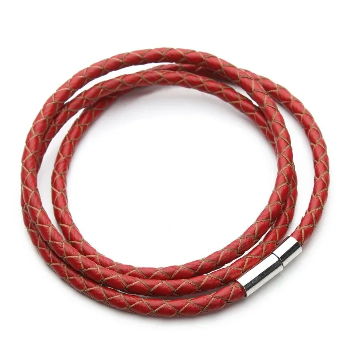Echtes geflochtenes Leder - Armband mit Magnetverschluss