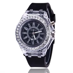 GENEVA – Quarzuhr – Kristalle – Silikonarmband – mit LED-Licht