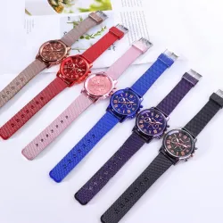 GENEVA - modische Quarzuhr - römische Ziffern - Lederarmband