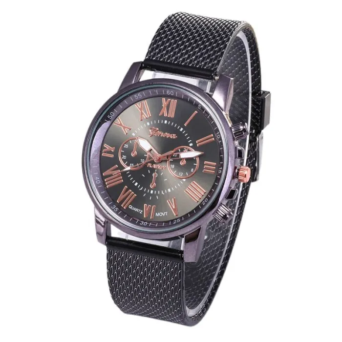GENEVA - fashionable Quartz watch - Roman numerals - leather strapWatches