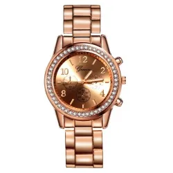 GENEVA - luxuriöse Edelstahluhr - mit Strass / Armband