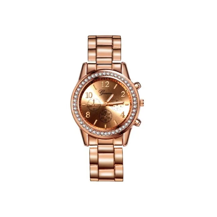 GENEVA - luxuriöse Edelstahluhr - mit Strass / Armband