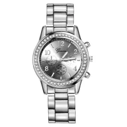 GENEVA - luxuriöse Edelstahluhr - mit Strass / Armband