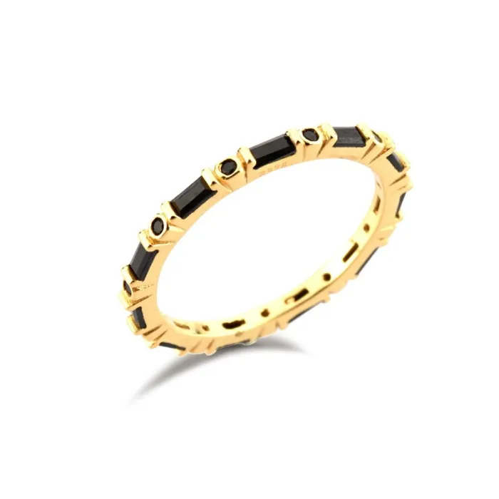 Luxuriöser Goldring - grüner Zirkonia - 925er Sterlingsilber
