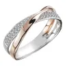 Eleganter Damenring - zweifarbig - X-Form - weißer Zirkonia