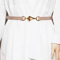 Thin leather belt - gold loose buckleBelts