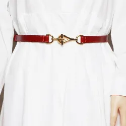 Thin leather belt - gold loose buckleBelts