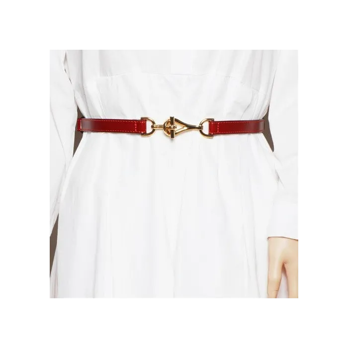 Thin leather belt - gold loose buckleBelts
