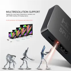 4K HDMI Splitter - Full HD - 1080P - 1 in 2 Out Verstärker - Dual Display - für HDTV DVD PS3 Xbox