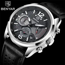 BENYAR - Sport-Quarzuhr - wasserdicht - Lederarmband