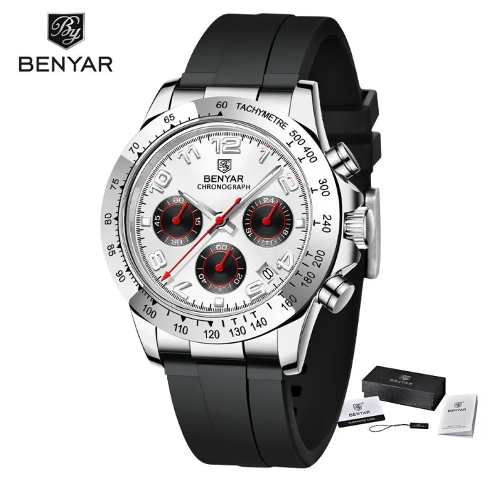 BENYAR - stainless steel watch - Quartz - chronograph - 30M waterproof - rubber strapWatches