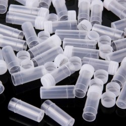 Probenflaschen aus Kunststoff - transparente Mini-Pillen- / Kapselbehälter - mit Deckel - 5 ml - 50 Stück