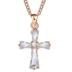 Kreuzförmiger Kristallanhänger - mit Halskette