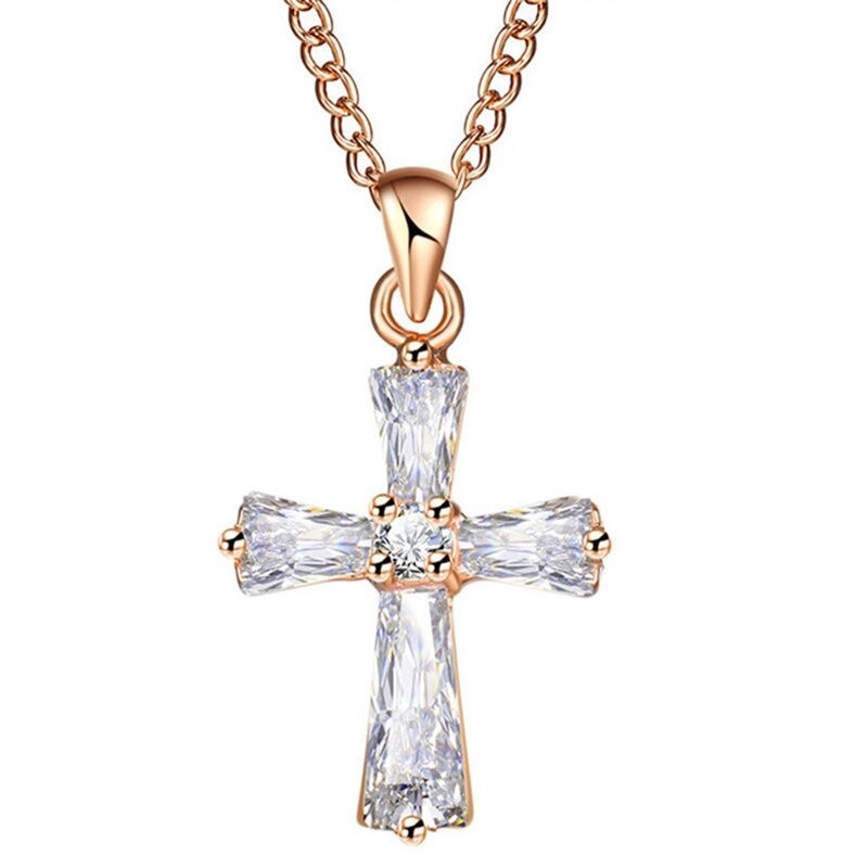 Kreuzförmiger Kristallanhänger - mit Halskette