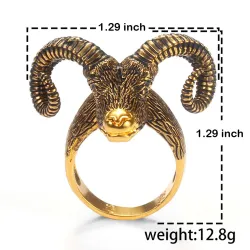 Big sheep horn - goat head - punk style ringRings