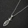 Fish shaped pendant / JESUS lettering - with necklaceNecklaces