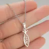 Fish shaped pendant / JESUS lettering - with necklaceNecklaces