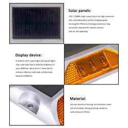 Solar-LED-Reflektor - Straßenlicht-Warnleuchte - Aluminium