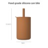 Trinkbecher aus Silikon für Kinder – Kalt-/Warmwasser – mit Strohhalm – auslaufsicher – BPA-frei – Tierdruck