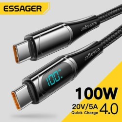 Essager - USB-Typ-C-zu-USB-C-Kabel - PD-Schnellladung - mit Digitalanzeige - 100 W / 5 A