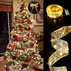 Besticktes LED-Band - Christbaumschmuck - batteriebetrieben
