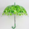 Transparenter bunter Regenschirm - langer Griff - Ahornblätter