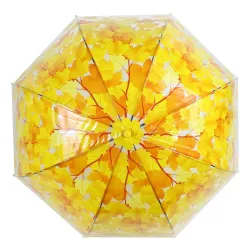 Transparent colorful umbrella - long handle - maple leavesOutdoor & Camping